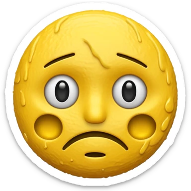 "yellow 3D mewing emoji, sigma sad face, cold phonk style sticker
