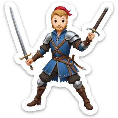 landsknecht swinging a large two handed sword sticker