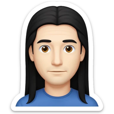 man with long hair but no wrinkles in 2d sticker