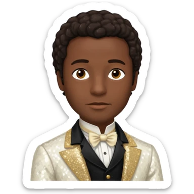 Solomon Northup with dark brown hair, Ivory sequin outfit  sticker