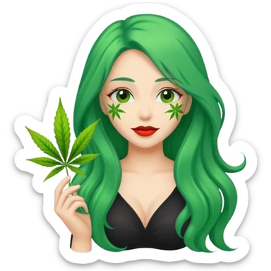 Woman with long green hair protector of weed sexy sticker