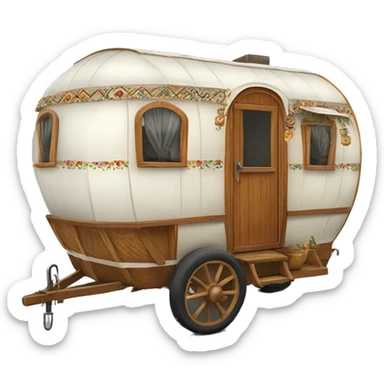 Realistic vintage round gypsy caravan wagon camper sticker