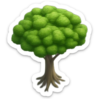 Tree as seen from the sky, looked down from the top, simplified and photorrealistic sticker