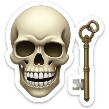 skull with a key in it's mouth sticker