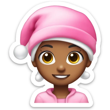Bubbles Power Puff girl wearing Pink Santa hat sticker