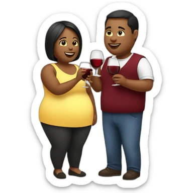 overweight couple drinking wine sticker