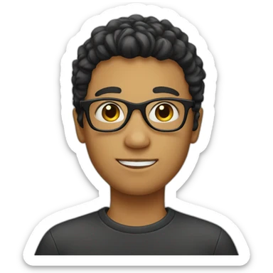 Boy with black glasses with buzz hairs  sticker