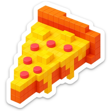 voxel style pizza with pineapple and extra cheese sticker