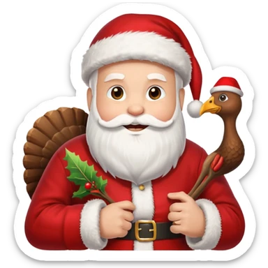 Santa hunting a turkey sticker