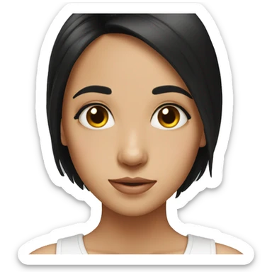 Girl wth eye bags and black hair and  sticker