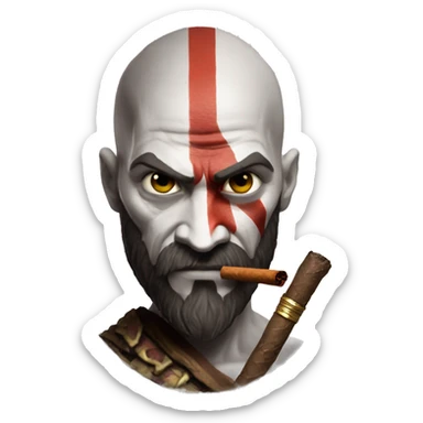 Kratos from god of war smoking a rolled cbd blunt sticker