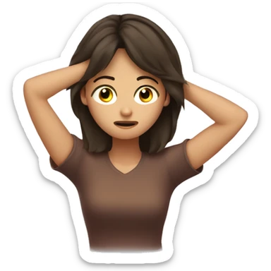 brunette girl stressed out with her hands on her head  sticker