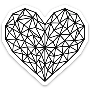 heart with a geometric crystal pattern, no background sticker