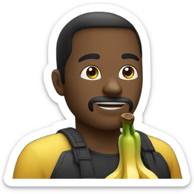 Homme noir qui mange une banane sticker