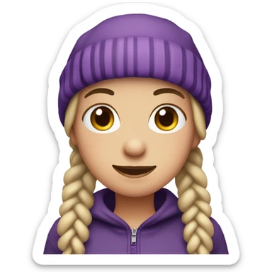 Girl with pigtails and purple bobble hat  sticker