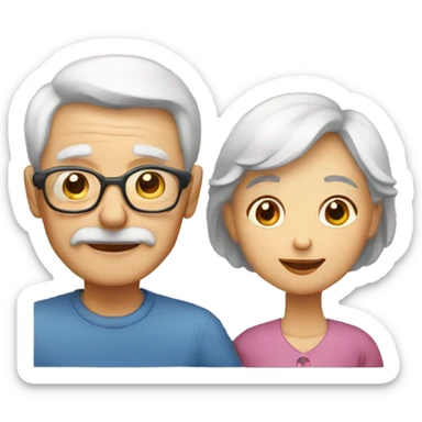 old couple and a grandchild sticker
