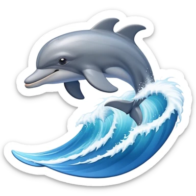 Dolphin surfing on a big wave sticker