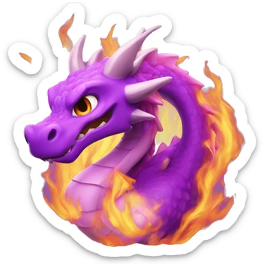 Dragón con fuego violeta  sticker