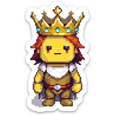 powerful character with golden crown, glow, striking background sticker