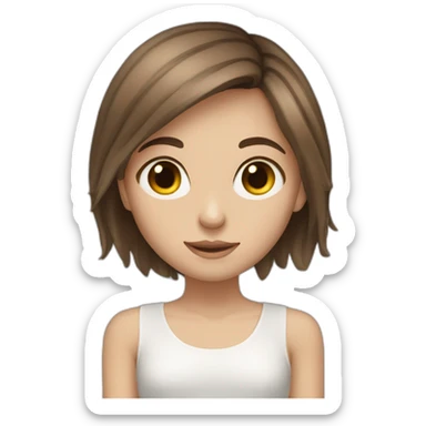 young white girl brown hair brown eyes skinny  sticker