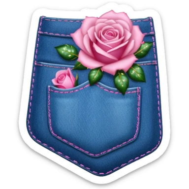 Denim pocket with glittery roses sticking out of the pocket  sticker