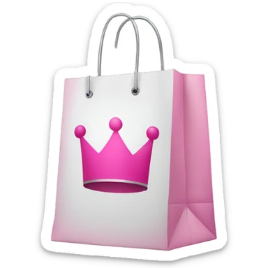 shopping bag pink with silver crown in front sticker