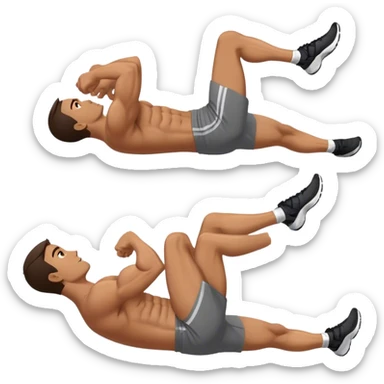 side-view of guy doing decline abdominal Crunches with sixpack sticker