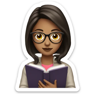 Brunette Girl with glasses reading in KINDLE sticker
