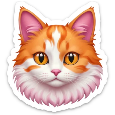 Pinkorangewhite cat sticker
