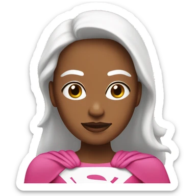 White Super woman in pink sticker