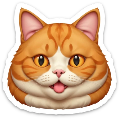 fat obese cat with huge bulging eyes and giant tongue out sticker