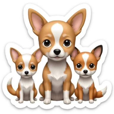 3 cagnolini seduti (ciuaua, bassotto,  fox terrier ) in bianco e nero con vestitini in maglia sticker