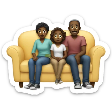 Family sitting on a couch sticker