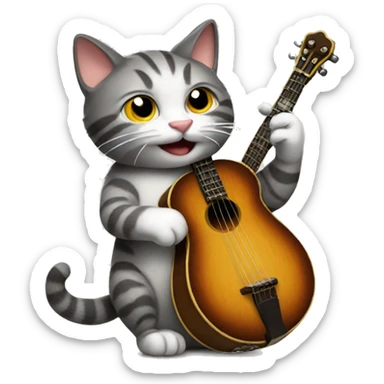Cat playing a banjo  sticker