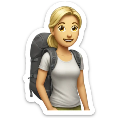 famale Backpackers with ponytail sticker