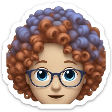 Person with red curly hair pale skin and blue glasses sticker