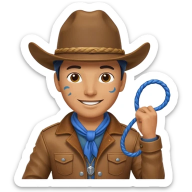 Cowboy with blue hat and lasso sticker
