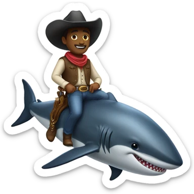 Cowboy riding a shark whale sticker