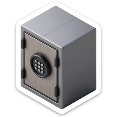 a secure vault with a digital keypad, skeuomorphism style, brushed metal, realistic highlights, tactile buttons sticker