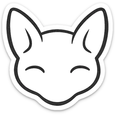modern minimal vector icon of a sphinx cat face inspired by the cute rounded features of Mew from Pokémon, single tone, no facial features, soft and playful, suitable for an app icon sticker