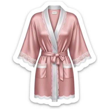 Dusty pink silk robe with lace trim sticker