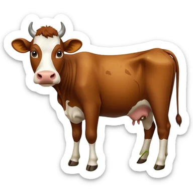 cow eating grass sticker