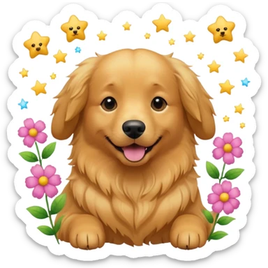 Собака із квітами і зірками sticker