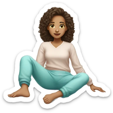 Light skin girl laying on the floor wearing pjs and her hair is short sticker
