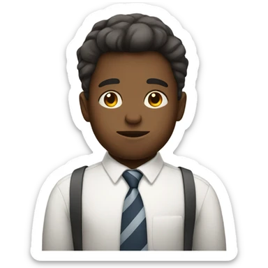 Sleepy boy wearing tie sticker