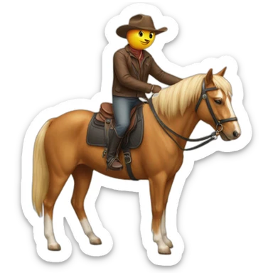 Cat on dog on horse sticker