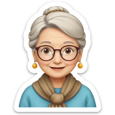 very old lady grandma wearing glasses hair in a bun wearing a shawl emoji sticker