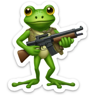 frog holding a gun sticker