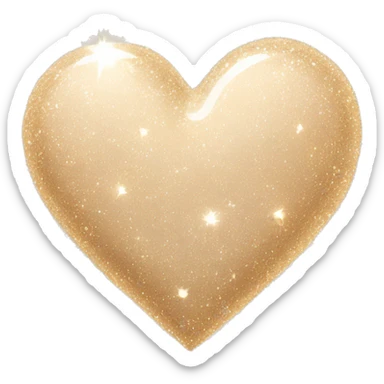 Beige heart sparkly sticker