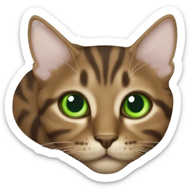 brown tabby cat green eyes laying down sticker